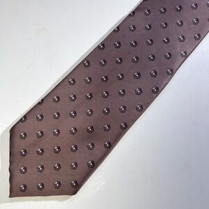 Vintage Serica Italy Mens Silk Tie Geometric‎ Taupe Purple White Classic 3.25"